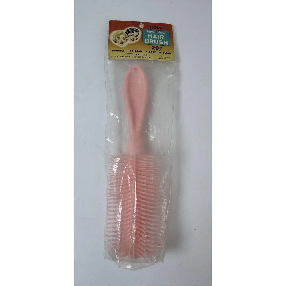 Solo Hair Brush 1960 Pink Vintage Beauty In Package Polyethylene Movie Prop
